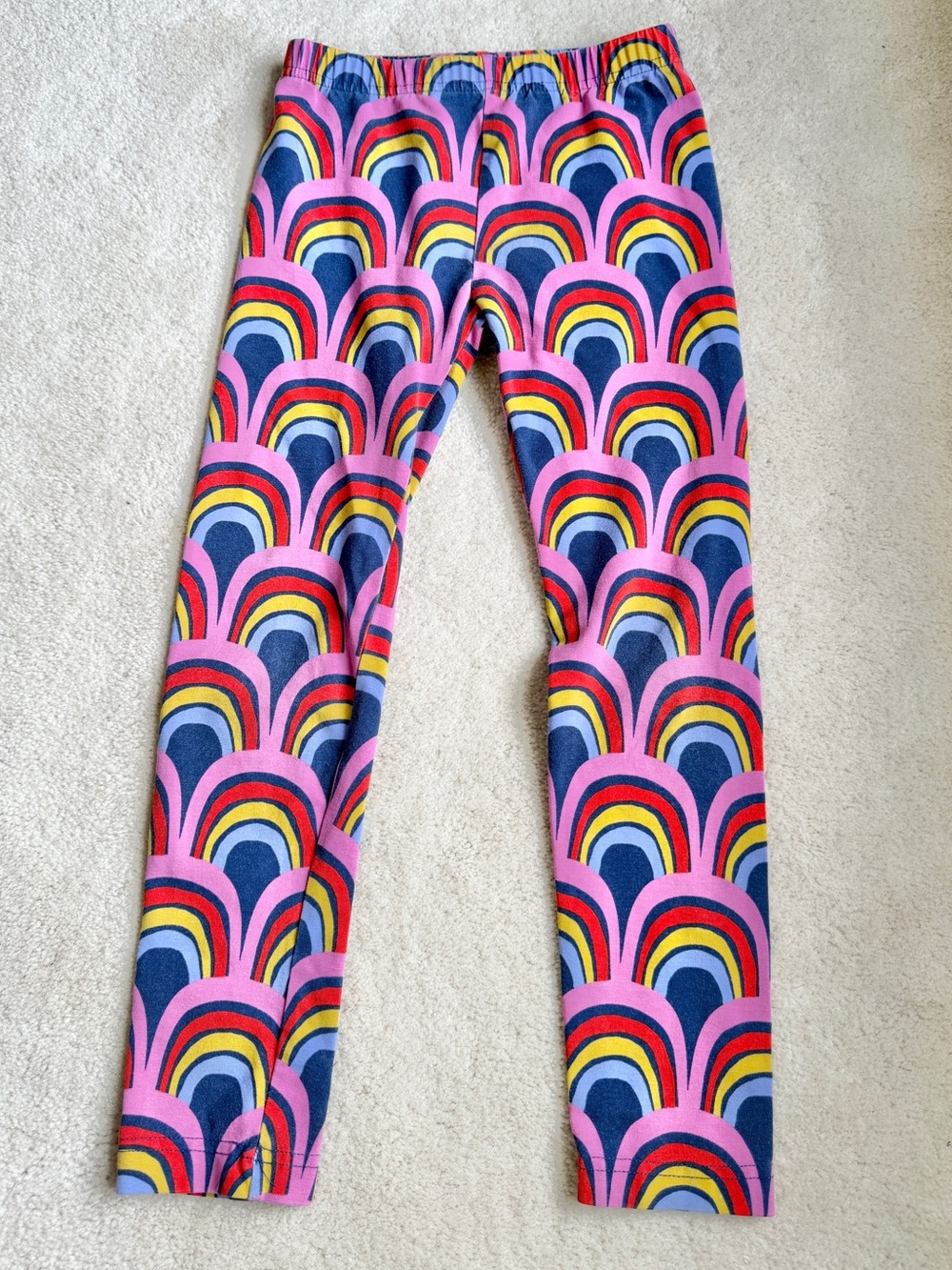 Hanna Andersson Leggings Pants Rainbow Pink Blue Girls Size 6-7 120cm